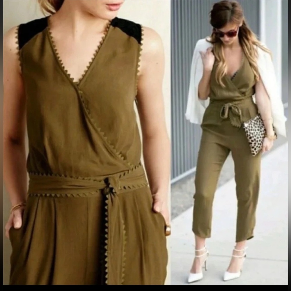 Anthropologie LEIFSDOTTIR Olive Sleeveless Jumpsuit